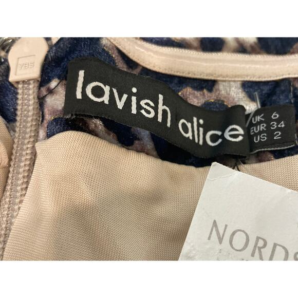 Lavish Alice Asymmetrical Cold Shoulder Velvet Cocktail Dress Sz 2 Leopard NWT - Picture 6 of 7